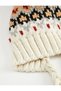 Winter Themed Multi-Colored Beanie with Pompom and Tassel Detail - 3