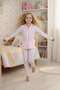 Girls' 100% Cotton Pink White Vertical Striped Long Sleeve Button-Down Pajamas Set Cf-25027 - 4