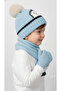 3-6 Years Old Boys' Scarf, Beanie, Gloves Set with Penguin Figure and Fleece Inside, 3-Piece Winter Set - 3