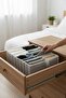 4' Accordion Drawer Organizer L - Gray White Striped Organizer - 2