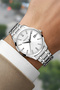Men's Wristwatch with Calendar Steel Case & Steel Strap Silver-White Zmfer210
