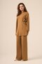 Women's Comfortable Fit Suit with Side Buckle Detail Camel 31263 - 5
