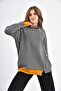 Women's Two Color Two Piece Set Black 21-6039 - 3
