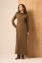 Women's Modern Cut Zipper Dress Brown 31261 - 3