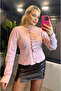 Ruched Detail Dusty Rose Knitwear Cardigan - 6