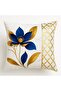 Digital Printed Floral Patterned Laser Cut Leather Detailed Decorative Throw Pillow Cover 1 Piece - 4