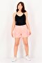 Women Solid Denim Shorts, Coral - 3