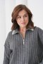 Women's Shirt Collar Half Zipper Corded Fabric Knitwear Sweater - 3