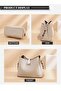 PU Leather Handbag Large Capacity Shoulder Bag for Women Beige Elegant Patent Leather Bag Waterproof - 4