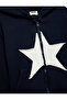 Long Sleeve Star Pattern Zippered Fleece-Lined Hooded Sweatshirt - 3