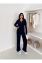 Women's Selani̇k Stand-Up Collar Zippered Knitted Fabric Bottom/Top Set - 6