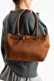 Meghan Model Suede Tan Women's Hand and Shoulder Bag - 2