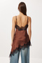 Asymmetrical Satin Surface Lace Dress Lfn0140 Brown - 6