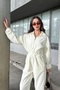 Mock Neck Zip-Up Loose Fit Fleece Warm Long Sleeve Jumpsuit - 5