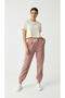 Women's Elasticated Cuffs Three Thread Sh Fleece-Lined Roberts Sweatpants Salmon