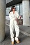 Mock Neck Zip-Up Loose Fit Fleece Warm Long Sleeve Jumpsuit - 4