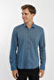 Long Sleeve Snap Button Cotton Lycra Patterned Men's Shirt - 8