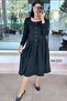 Square Neck Button Detail Dress 6K300