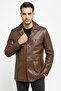 Konyak Wiliam Men's Genuine Leather Jacket with Button Closure, Zippered Chest Pocket Detail, and Lining