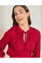 Women Burgundy Crinkled Blouse - 4