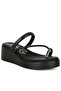 Women Toe Loop Slip On Rhinestone Sandals in Black