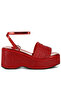 Women Rhinestone Embellished Lace-Up Sandals in Red - 2