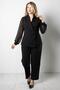 Chiffon Sleeve Double-Breasted Set Black Tbs966 - 3