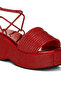 Women Rhinestone Embellished Lace-Up Sandals in Red - 5