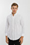 Collar Buttoned Long Sleeve Buttoned Pattern Printed Cotton White Men Shirt - 7