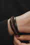 Women's Leather Bracelet - Natural Star Stone Multi Retro Stainless Leather Braided Cord Women's Bracelet