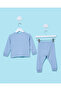 Infant Boys Blue Striped Pyjama Set With Socks (3 Piece) - 5
