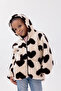 Children's Plush Coat with Heart Pattern, Hood, Kangaroo Pocket, Rb-670 - 7