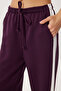 Contrast Stripe Modal Sweatpants Lxa0024 Mürdüm - 5