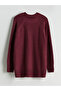 Modest Burgundy Mock Neck Oversized Women's Knitwear Tunic - 6