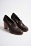 Women's Genuine Leather Saddler Classic Heeled Shoes - Brown - 2