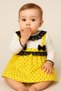 Baby Girl Heart Patterned Lace Bow Strap Dress Set - 2