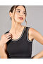 Women Black Contrast Piping Active Vest T-Shirt - 4