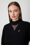 Cotton Knit Sweater with Tulle Detail on the Collar 60342-26K - 3