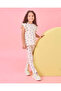 Girls White Flower Printed Rib Leggings - 5