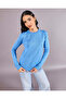 Women Blue Plain Pullover - 5