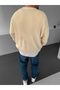 Beige Buttoned Premium Oversized Knitwear Knitted Cardigan - 3