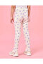 Girls White Flower Printed Rib Leggings - 3