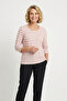 Women's Plus Size Pique Fabric Striped Three Quarter Sleeve Mom Blouse Sweater