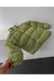 Pale Green Oversized Corded Fabric Velvet Filled Coat - 2