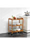 OneDcor Bamboo Kitchen Trolley Cart – Rolling Serving Bar Cart with Wheels, 33 x 60 x 78 cm - 3