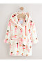 100% Organic Cotton White/Pink Ballerina - Fleece Dressing Gown Alyf273111 - 2