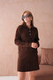 Women's Polo Neck Button Detail Sweater Skirt Two-Piece Knitwear Set - 7