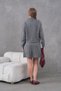 Women's Polo Neck Button Detail Sweater Skirt Two-Piece Knitwear Set - 8
