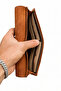 Genuine Leather Magnetic Flip Card Holder & Wallet – 12 Card Capacity, with Phone and Coin Compartment - 7