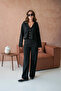 Women's V-Neck Button Detail Jacket Pants Two-Piece Knitwear Set - 5